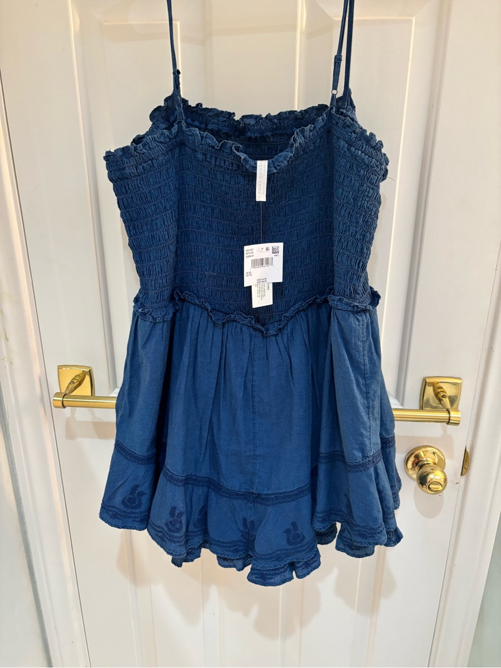 American Eagle Outfitters Navy Blue Smocked Spaghetti Strap Cami